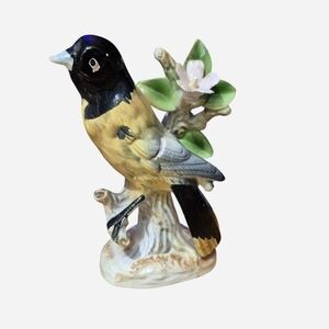 Ceramic Bird Figurine - Black and Yellow